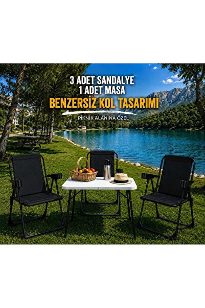 DEKOZUM HOLİDAY Kamp Seti Kamp Sandalyesi Kamp Masası Katlanır Kamp Piknik Se...