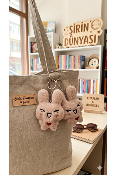 Şirin 2'li Set Sevimli Peluş Tavşan Anahtarlık - Renkli Kawaii Çanta Aksesuar...