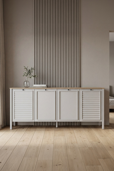 SARMOBİ Taiga 4 Kapaklı Konsol 186x82x40 cm Buz Gri – Country Tasarım