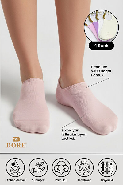 Dore Original 4 Pairs Premium Cotton Combed Comfortable Seamless Invisible Sp...