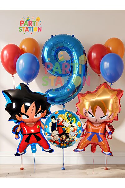 Parti Station Anime Dragon Ball 9 Yaş Balon Set Vegeta  ve Son Goku Balon  Dr...