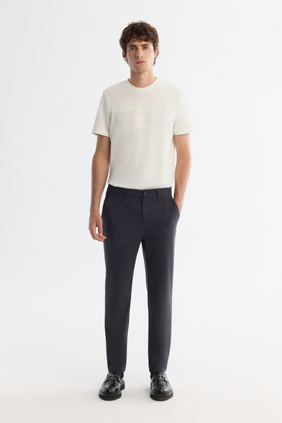 Avva Men's Anthracite Classic Waist Easy-Iron Chino Slim Fit Trousers B003035