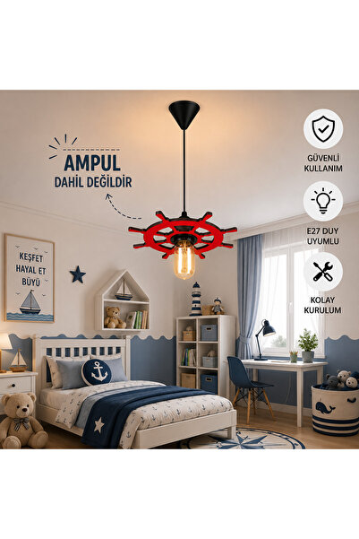 retroelektrik Ahşap Doğal Dümen avize