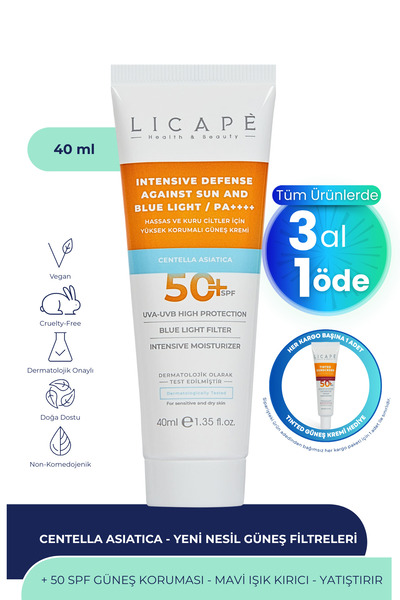 Licape Hassas Ve Kuru Ciltler İçin Yüksek Korumalı 50 Faktör Güneş Kremi 40ml
