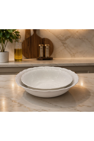Aryıldız Bone Porselen 2 li Yuvarlak Derin Salata Tabağı