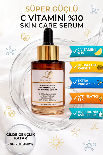 Lumine Belle Leke Karşıtı C Vitamini Serum %10 – Aydınlatıcı, Parlak Görünüm ...