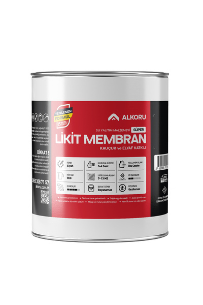 ALKORU 5 KG Süper Likit Membran Kauçuk ve Elyaf Katkılı Sıvı Su Yalıtım Malze...