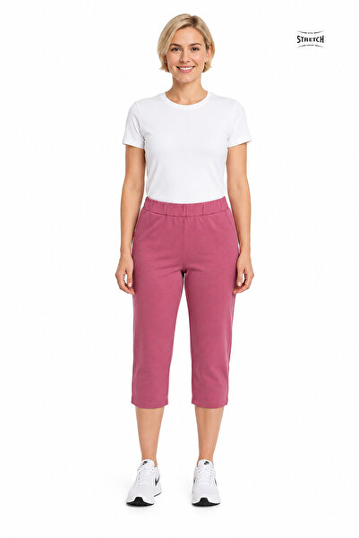 Cottonland Pantaloni Capri BABETTA pentru femei, cu talie elastică, cu șliț l...
