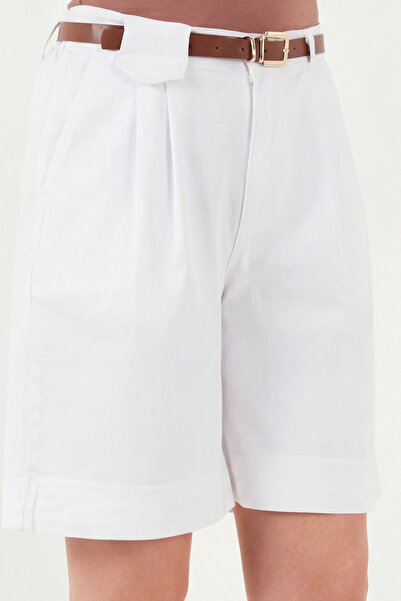 Lela Pamuklu Loose Fit Pileli Kemerli Bermuda Şort ŞORT 668YP5439