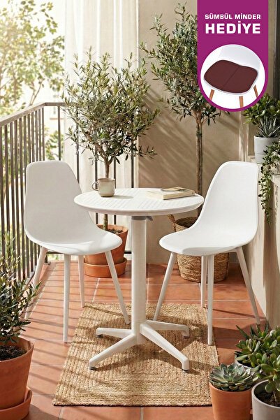 VİLİNZE Tilia Plastik Bahçe Balkon Bistro Seti Katlanır Masa 60*60 cm