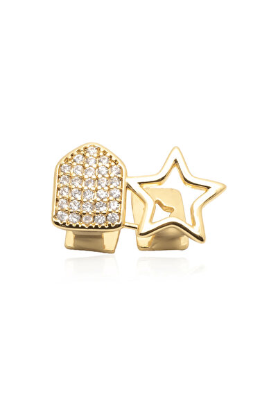 Genel Markalar OyuncakStore Y2k Punk Style Gold Rengi Yıldızlı ve Taşlı İkili...