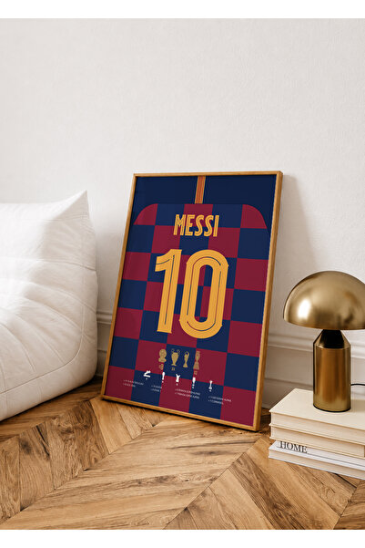 Base Concept Leo Messi 10 Barça Forma Tasarımlı Poster Tablo (Çerçeveli)