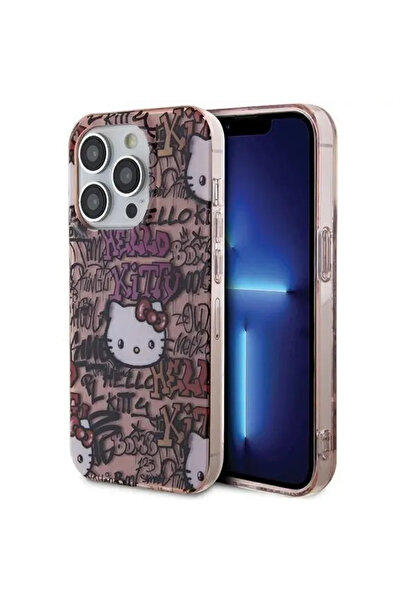 Hello Kitty Husă IML Tags Graffiti pentru iPhone 14 Pro Max - roz