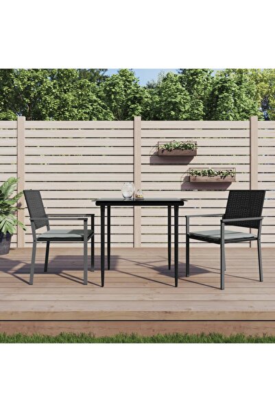 Concept Scaune de grădină cu perne 2 buc. negru 54x62,5x89 cm poliratan