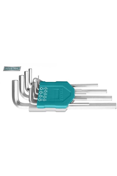 TOTAL Set 9 chei imbus hexagonale: 1.5-10mm, Cr-V, brat extra-lung (INDUSTRIAL)
