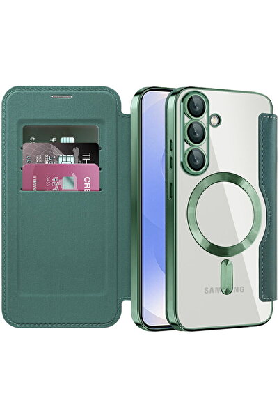 Techsuit Husa pentru Samsung Galaxy S25 Plus - SmartMag Book Case - Green