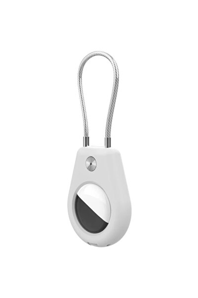Hurtel Husă Apple AirTag cu cablu de oțel - Alb