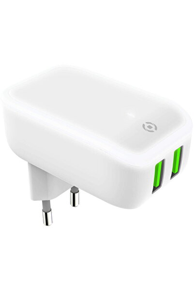 Celly TC2USBLED - 2 USB-A Wall Charger with Night Light 12W [TURBO]