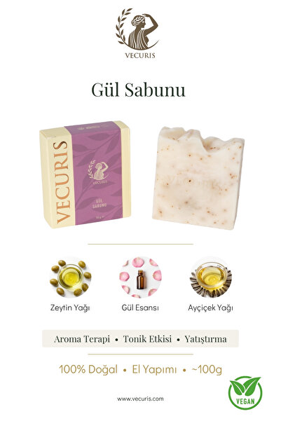 VECURIS Gül Sabunu | Saf Bitkisel Yağlar İle Yatıştırıcı & Aydınlatıcı Romant...