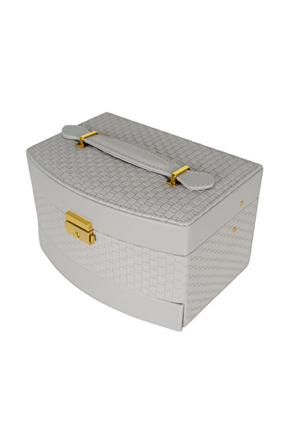 Assoda Luxury Pu Semicircle Shape Jewelry Organizer Case with Two Drawers and...