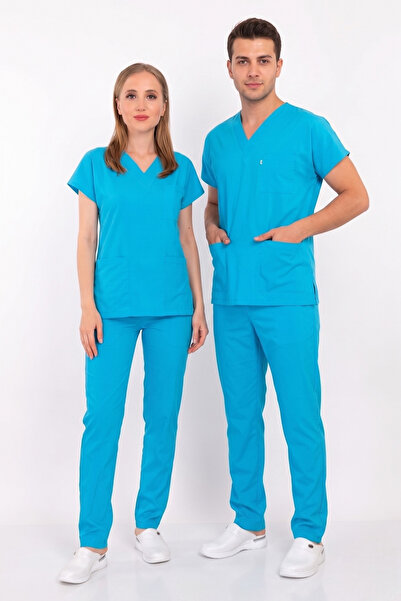 Nur Medikal Giyim Unisex Femei Bărbați Sky Lycra Doctor Asistenta Surgical Sp...