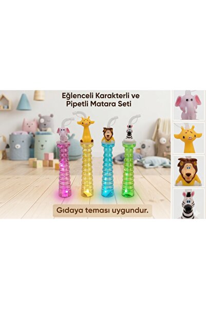 RED KİTCHEN Eğlenceli Karakterli ve Pipetli Çocuk Suluğu Matara - Pipetli Sul...