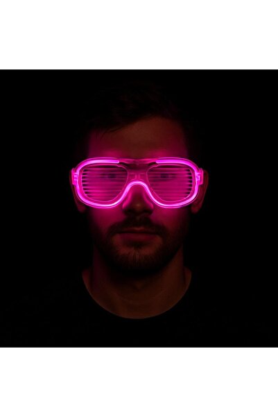 Skygo Pembe Led Işıklı Parti Gözlüğü - Neon Glow Şerit Gözlük 3 Modlu