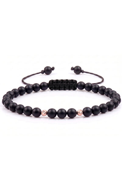 MANAVA Bracelet with 2 14k Gold Balls and Matte Onyx