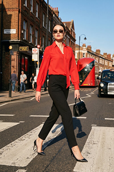 Lela Tie Detailed V-Neck Chiffon Shirt SHIRT 611BZ0047