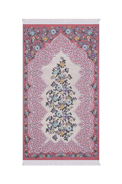 Bursa İpek Mercan Floral Desen İpeksi Goblen Seccade