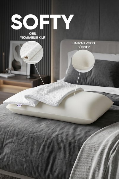 Pillow Market Softy Orthopedic Visco Pillow Set of 2 - Washable Cover with Neck Support 60X40 cm