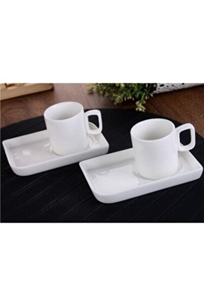 Generic Brand Porcelain White 2-Piece Coffee Cup Set G1940