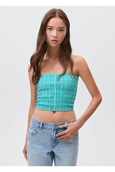 Mango Teen Dantelli straplez bluz