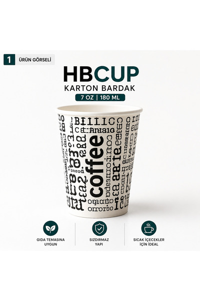 HB CUP 7 Oz Karton Bardak 500 Adet | 180 ml | Kalın Yapılı | Sızdırmaz | Tek ...