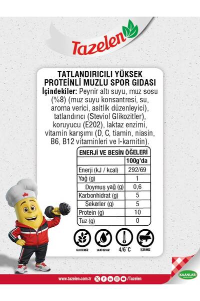 TAZELEN 30 GR MUZLU WHEY PROTEİN 12 ADET DOĞAL PROTEİN KAYNAĞI