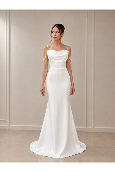 Alberson Dress Drapeli Straplez Balık Nikah Elbisesi