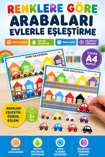 Organik Yolda RENK EŞLEŞTİRME, MOTOR BECERİLERİ, OKUL ÖNCESİ, ARABALARI ve EV...