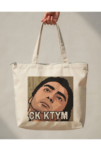 buzagi tasarım ürünleri Çk Ktym Zippered Lined Gusseted Canvas Bag 35 X 40 cm