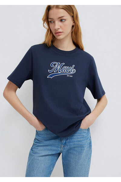 Mavi Logo Printed Navy Blue T-Shirt Regular Fit 1613565-82318