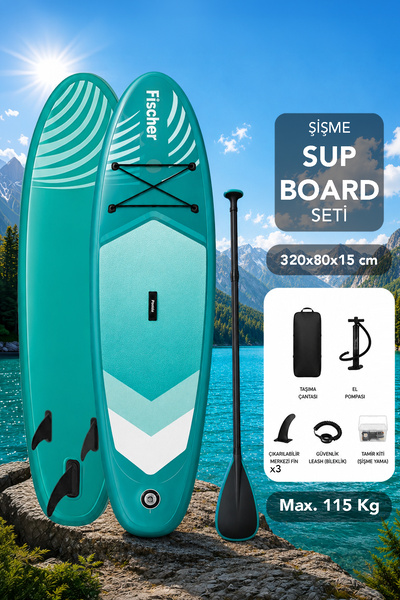 Fischer Şişme Sup Board Seti - 115kg Taşıma Kapasiteli Taşıma Çantalı Sörf Ta...
