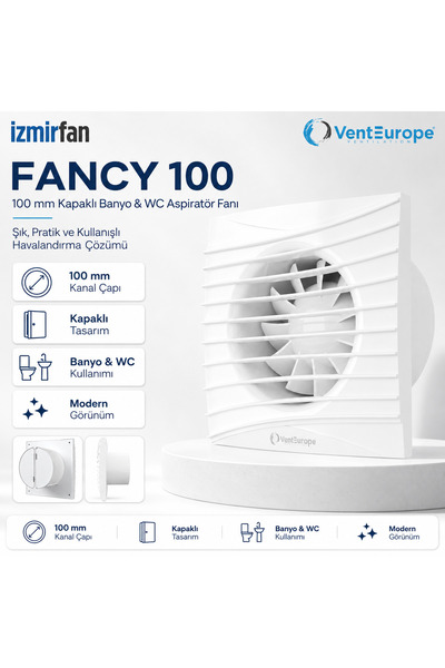 Venteurope Fancy Kapaklı Aspiratör Fan 10 cm – Banyo & Tuvalet Havalandırma