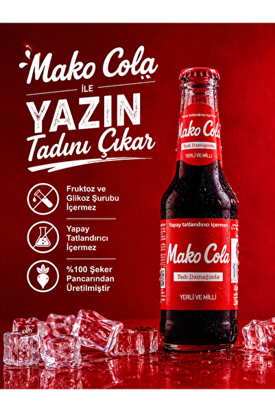 Mako Cola 24’lü Şişe Kola 250 ml – Yerli ve Milli %100 Şeker Pancarından