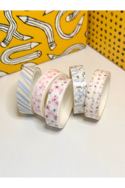 Padme studio 5 Adet Washi Bant / Desenli Bant / Scrapbooking / Bullet Journal...