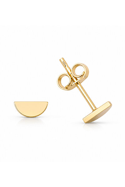 DesignbyKairos 14 Ayar Altın Minimalist Half Moon Çivi Küpe