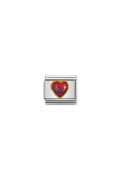 NOMİNATİON Composable Classic Stones Hearts In Stainless Steel With 18k Gold ...