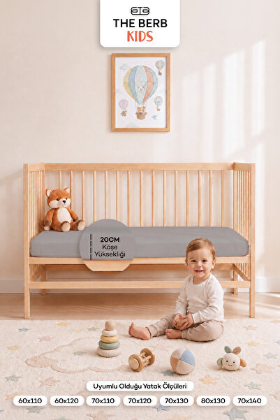 The Berb %100 Pamuk Penye Lastikli Bebek Çarşafı | Park Yatak , Beşik, Anne Yanı | 60x110, 60x120, 70x110, 70x120, 70x130, 80x130, 70x140