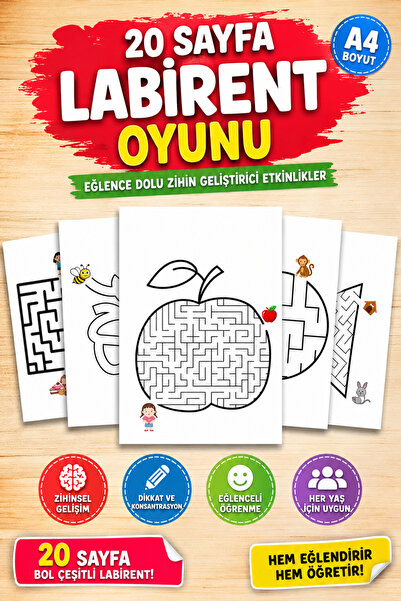 Organik Yolda 20 Sheets Maze Game A4 Size