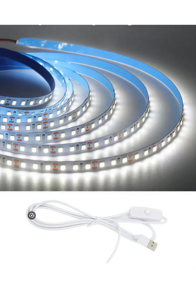 POWERR LED AYDINLATMA 5 Metre 5 Volt 2835 SMD 6500 K Beyaz İç Mekan 60 Ledli ...