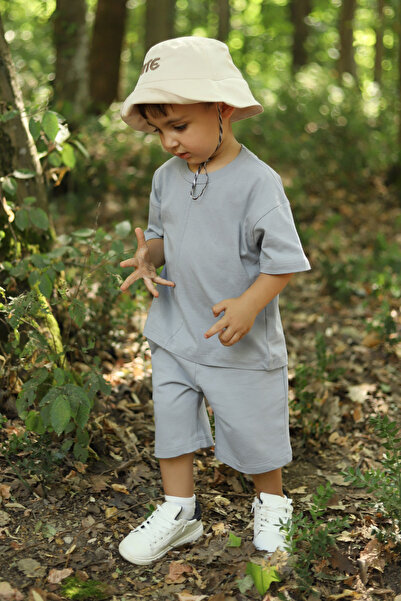 Mioma Kids Front Stitching Detailed Suit Gray