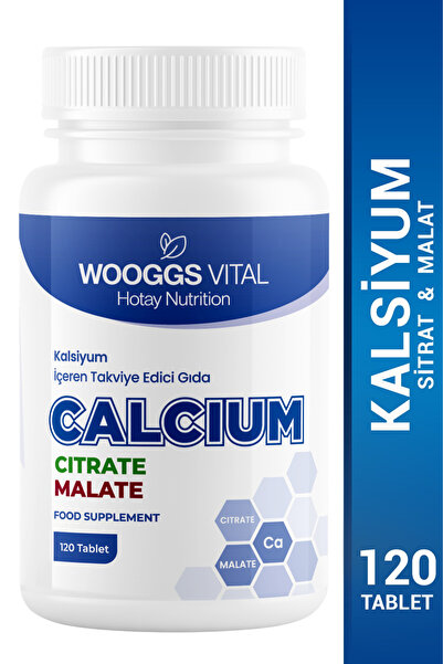 Hotay Nutrition Wooggs Vital Kalsiyum Sitrat Malat 120 Tablet – Yüksek Emilim...